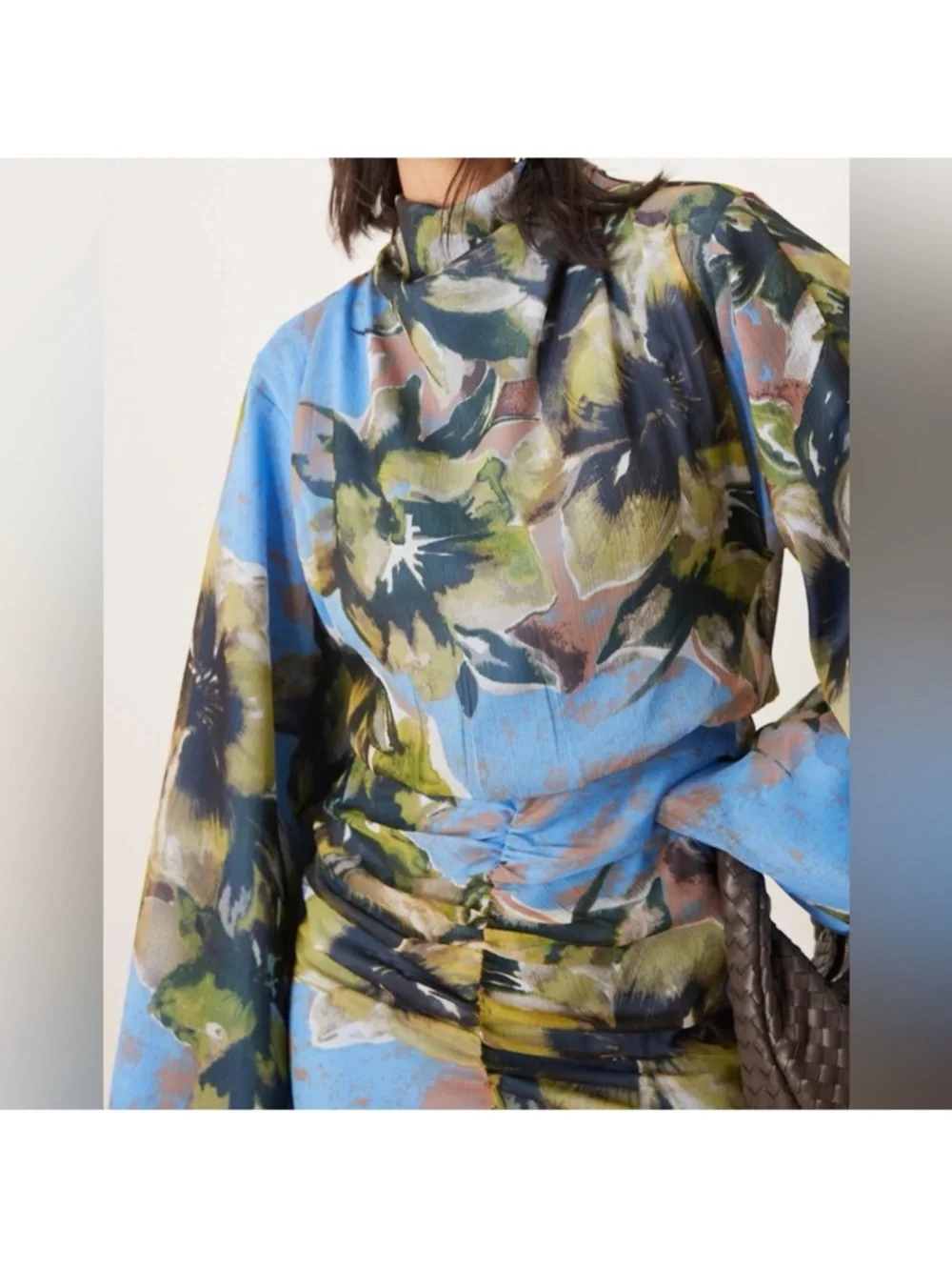 ASOS Blue Floral Maxi Dress with Green Accents - Picture 3 of 4